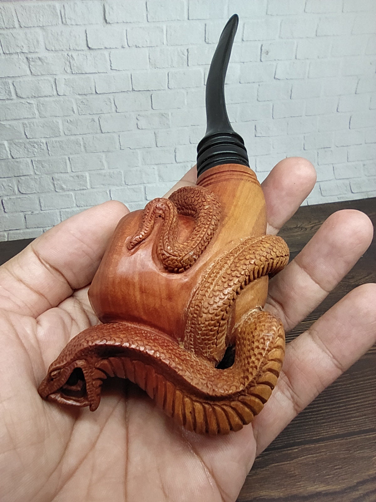 Cobra Viper Snake Tobacco Pipe From Sapodilla Wood Carved Etsy