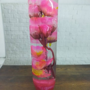 Underwater Long Red Cherry Blossom Flower Gear Shift Knob Acrylic Resin_a352