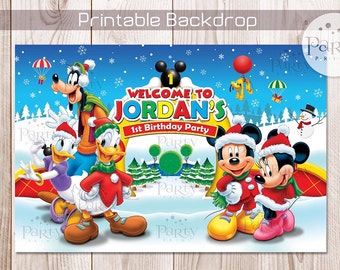 Print-It-Yourself (Digital Copy) Mickey Mouse Clubhouse Inspired Backdrop Banner - Christmas Edition**No physical item will be shipped