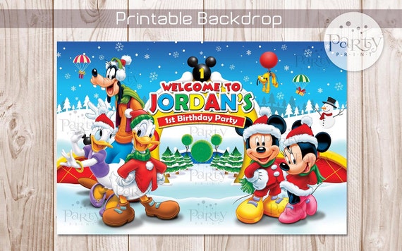 Print It Yourself Digital Copy Mickey Mouse Clubhouse Inspired Backdrop Banner Christmas Edition No Physical Item Will Be Shipped By Party Print Catch My Party