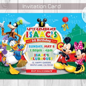 Imprima você mesmo (cópia digital) Cartão de convite inspirado no Mickey Mouse Clubhouse ** Nenhum item físico será enviado