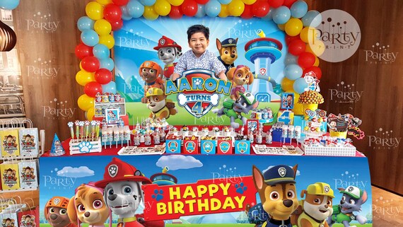 Print-It-Yourself (Digital Copy) Paw Patrol Inspired Backdrop Banner with Logo & Personalized Photo**No physical item will be shipped Il_570xn