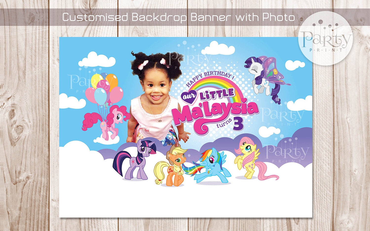 Print-It-Yourself (Digital Copy) My Little Pony Backdrop Banner with Personalized Photo**No physical item will be shipped