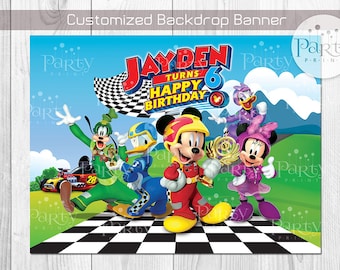Print-It-Yourself (Digital Copy) Mickey and the Roadster Racers (Inspired) Backdrop Banner**No physical item will be shipped