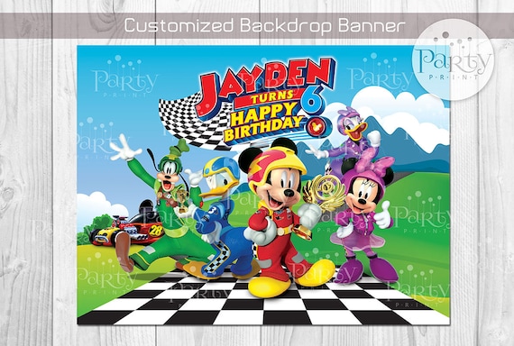 Print-It-Yourself (Digital Copy) Mickey and the Roadster Racers (Inspired) Backdrop Banner**No physical item will be shipped Il_570xn