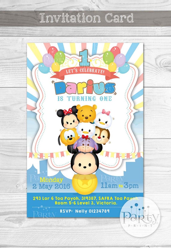 Print-It-Yourself (Digital Copy) Tsum Tsum Carnival Invitation **No physical item will be shipped Il_570xn