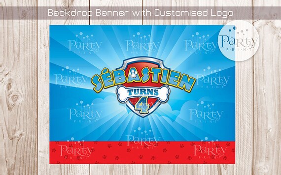 Print-It-Yourself (Digital Copy) Paw Patrol Inspired Backdrop Banner (B) with Customised Name Logo**No physical item will be shipped Il_570xn