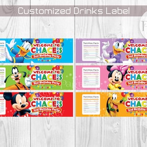 Print-It-Yourself (Digital Copy) Mickey Mouse Clubhouse Inspired - Customized Drinks Label **No physical item will be shipped