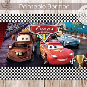 Print-It-Yourself (Digitale Kopie) CARS inspirierte Hintergrundbanner mit individuellem Namenslogo ** Es wird kein physischer Artikel versandt