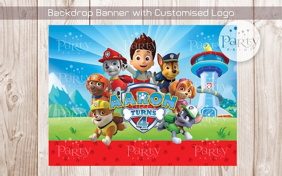 Print-It-Yourself (Digital Copy) Paw Patrol Inspired Backdrop Banner (A) with Customised Name Logo **No physical item will be shipped Il_570xn