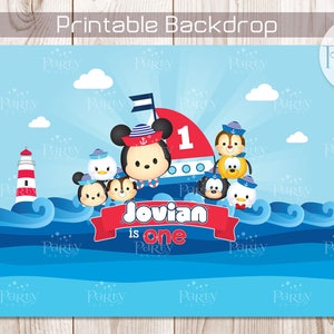 Print-It-Yourself (Digitalkopie) Tsum Tsum inspiriert nautischen Hintergrund Banner Design B ** kein physisches Produkt versendet werden