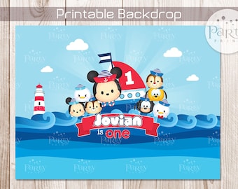 Print-It-Yourself (Digital Copy) Tsum Tsum Inspired Nautical Backdrop Banner Design B**No physical item will be shipped