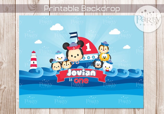 Print-It-Yourself (Digital Copy) Tsum Tsum Inspired Nautical Backdrop Banner Design B**No physical item will be shipped Il_570xn