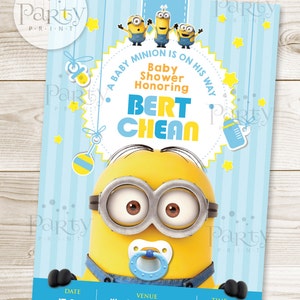 Print-It-Yourself (Digital Copy) Minions Baby Shower Invitation Baby Blue **No physical item will be shipped