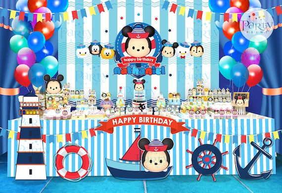 Print-it-yourself digital Copy Tsum Tsum Inspired Nautical Backdrop Banner  Design Ano Physical Item Will Be Shipped 