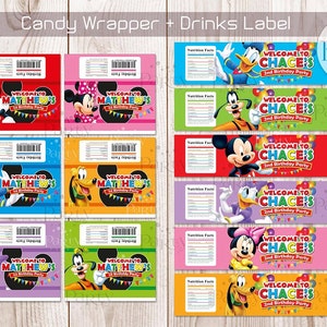 Print-It-Yourself (Digitale Kopie) Mickey Mouse Clubhouse Inspired - Candy Wrapper & Drinks Label **Kein physischer Artikel wird versendet