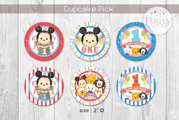 Print-It-Yourself (Digital Copy) Tsum Tsum Carnival Cupcake Pick / Topper (customized)**No physical item will be shipped Il_570xn