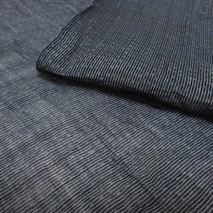 Vintage Japanese indigo linen fabric / Aizome / Asa / Shima / Stripe design / No.25011132