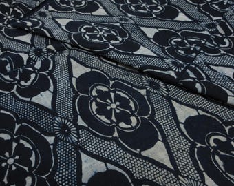 Vintage Japanese indigo fabric / KATAZOME / AIZOME / No.25091713