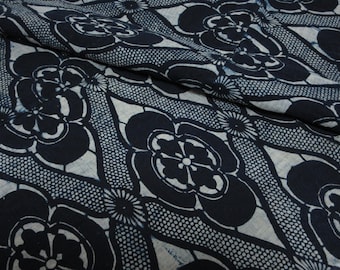 Vintage Japanese indigo fabric / KATAZOME / AIZOME / No.25091711