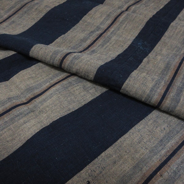 Vintage Japanese indigo fabric / Aizome / Shima / Stripe design / No.24050117