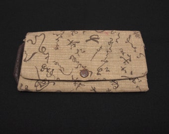 Vintage Japanese wallet  / KATAZOME / fabric＆leather / No.2005214
