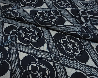 Vintage Japanese indigo fabric / KATAZOME / AIZOME / No.25091710