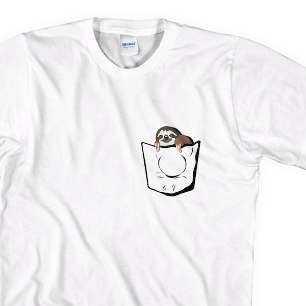 Sloth Pocket T-Shirt, Funny Sloth, Cute Sloth, Tee, Tshirt, Shirt, Hipster, Fake Pocket, Sloth Animal, Top, Swag,