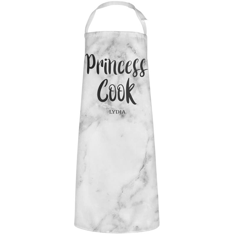 Contemporary Kitchen Baking Chef Cook Mum Dad Gift Idea Name King Queen Princess L211 Personalised Apron Personalised Modern Marble Apron