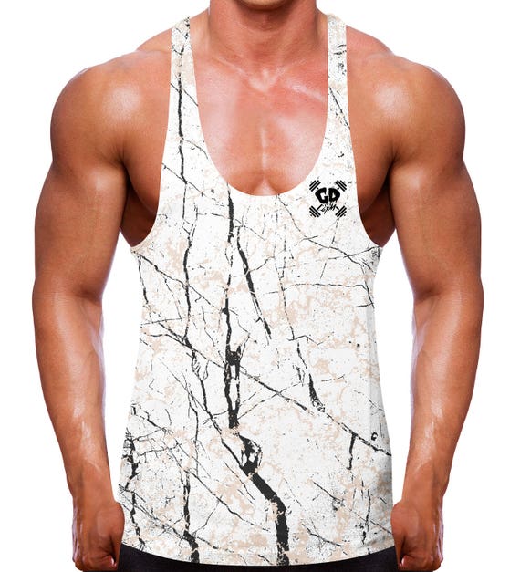 Mens Gym Vest Bodybuilding Muscle Stringer Rib Vest Racerback Fitness