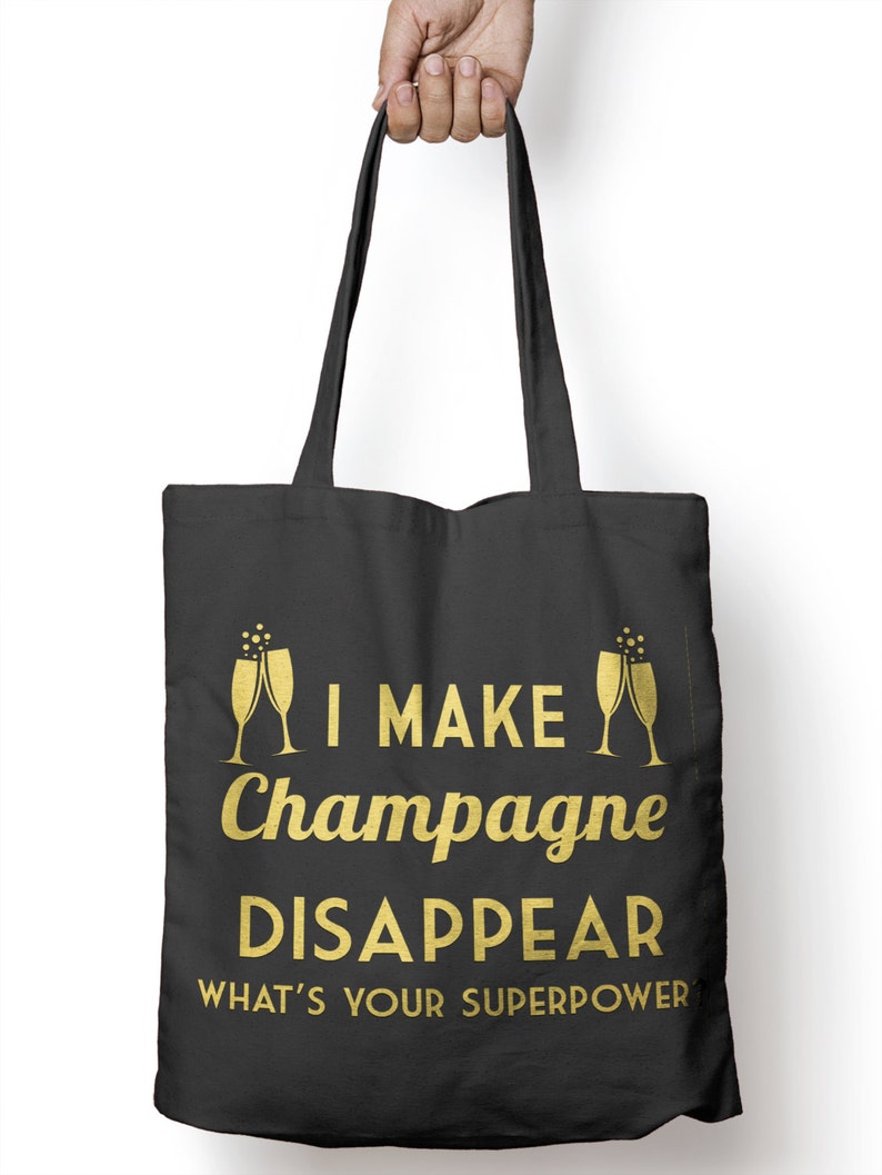 Make Champagne Disappear Funny Tote Bag For Life Prosecco Shopper Shopping E36