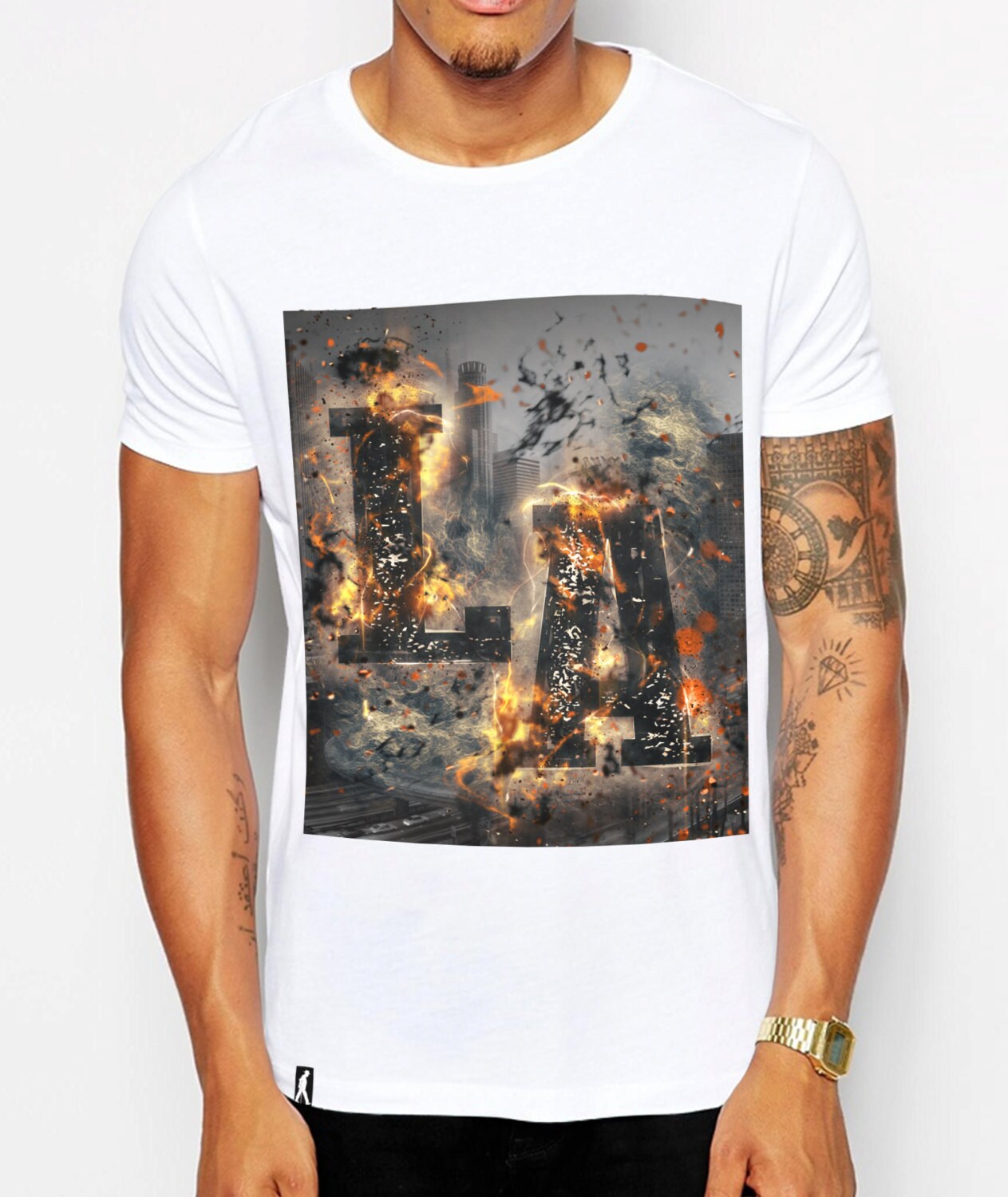 Distinkt Youth Burning LA Mens Fashion Print T Shirt Holiday Etsy