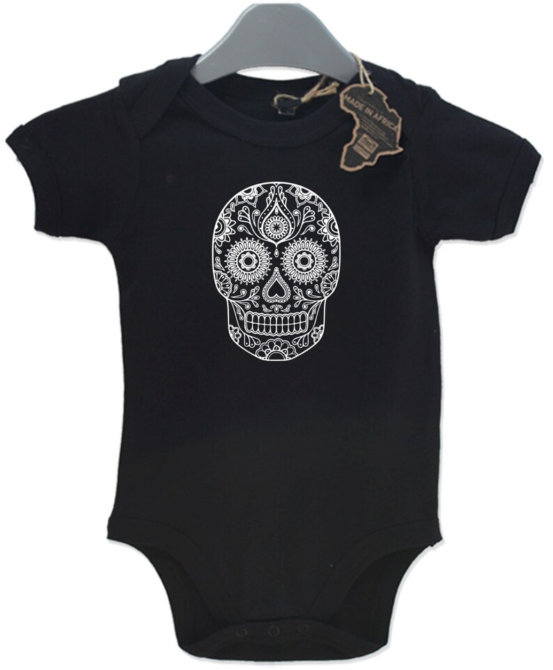 skull baby grow