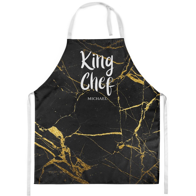 Contemporary Kitchen Baking Chef Cook Mum Dad Gift Idea Name King Queen Princess L211 Personalised Apron Personalised Modern Marble Apron