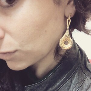 Flower Earrings, Drop Dangle Earrings, Gold flower Eerrings, Unique Jewelry, Flower girl Gift, Gift for her, Gold Plated