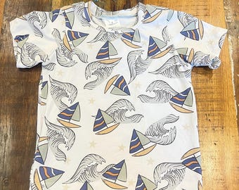 Sail boat sailing Tshirt tee kids boy girl Handmade clothes neutral unisex