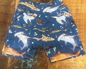 Blue ocean sharks Kids boys and girls unisex shorts shorts