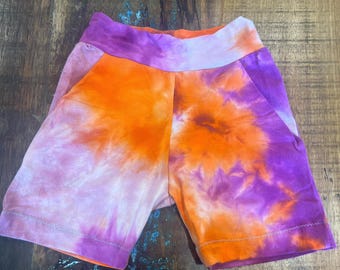 Sunset tie dye Kids boys and girls unisex shorts shorts