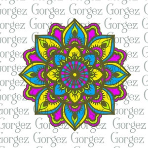 Kleurrijke Mandala PNG digitale bestand. Sublimatie/T-shirt/draagtas/wall art/mok/kussen. Alleen digitaal bestand! Geen fysiek item.