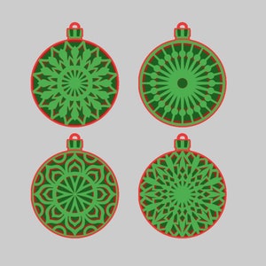 Baubles natalizio a strati (pacchetto 1) SVG. Quattro disegni, tutti hanno versione 2d inclusa.