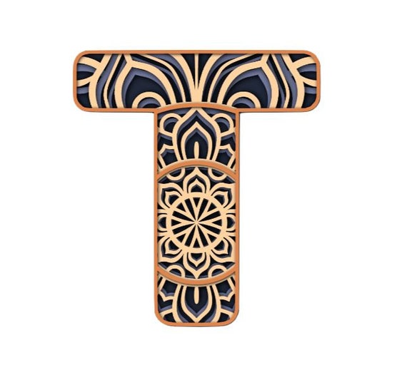 3d Layered Letter T Mandala SVG. Individual Svgs for Each Separate Layer Included. Etsy Ireland