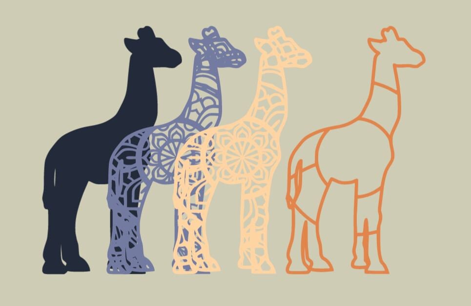 Download 3d layered giraffe SVG. 2 designs. Individual SVGs for ...