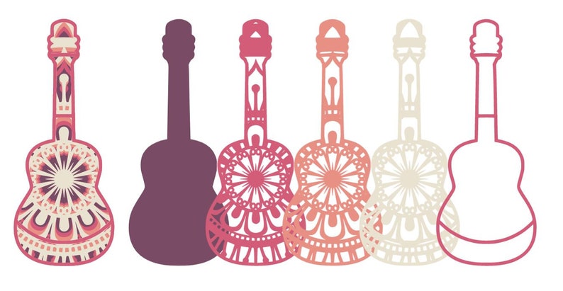 Download 3d Couched Guitar Mandala SVG Bundle. Quatre guitares-4 | Etsy
