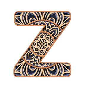3d layered letter Z Mandala SVG.  Individual SVGs for each separate layer included.