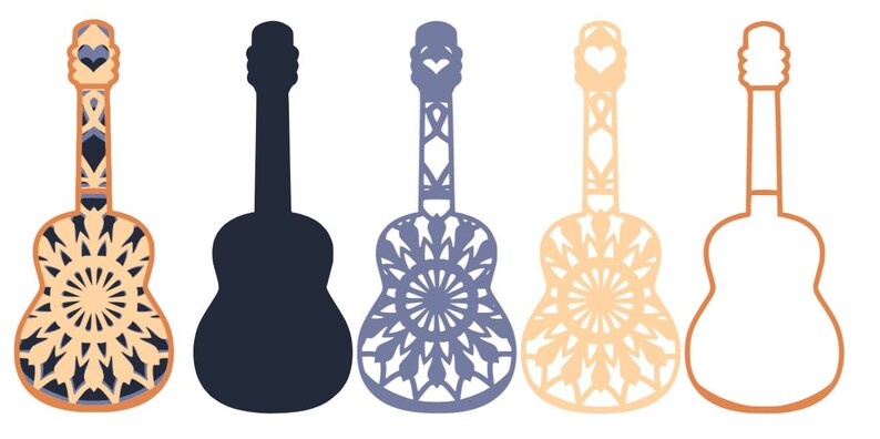 Download 3d Guitar Mandala SVG Bundle. Cuatro guitarras-4 capas ...