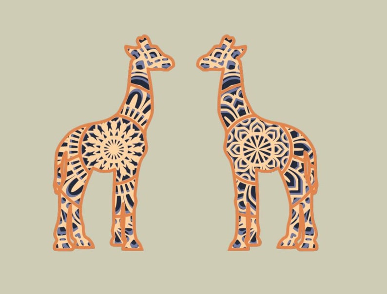 Download 3d layered giraffe SVG. 2 designs. Individual SVGs for ...