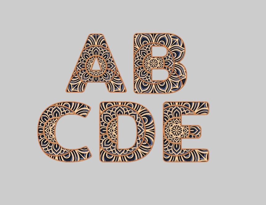 Download 3d Layered Alphabet Mandala Bundle Svg All Letters A Z Etsy