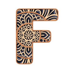 3d layered letter F Mandala SVG.  Individual SVGs for each separate layer included.