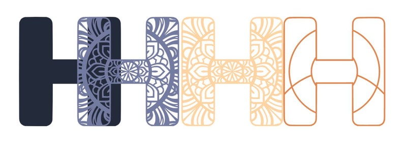Download Lettre en couches 3D H Mandala SVG. SVG individuels pour ...