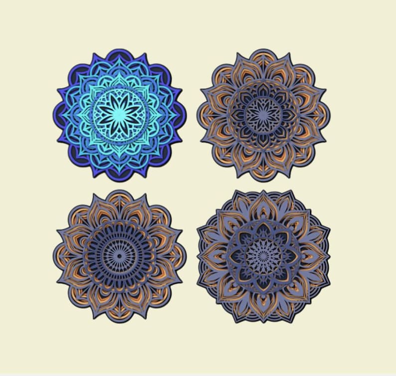 Download 3d Layered Mandala SVG bundle. Four designs. Individual ...